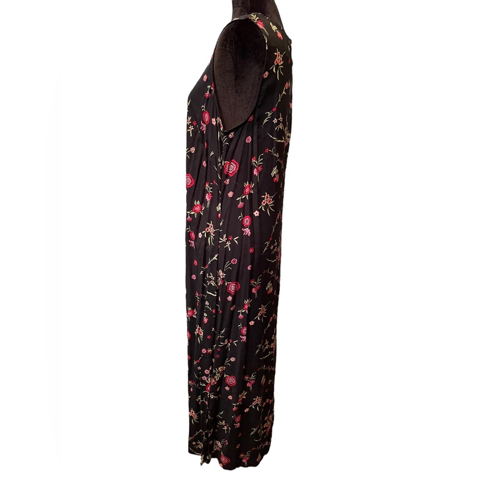 Victoria Holley Vintage 90s Black Whimsygoth Boho Witchy Hippie Rose Midi Dress - Picture 4 of 6